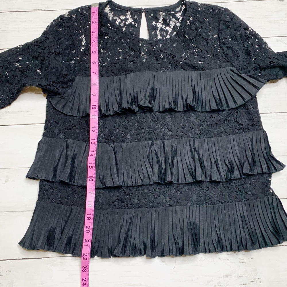 J. Crew Black Ruffle & Lace Top - Picture 7 of 8